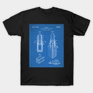 Lipstick Patent - Makeup Artist Beauty School Art - Blueprint T-Shirt